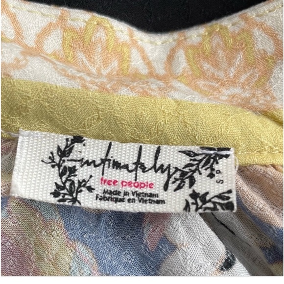 Free People] Black Yellow Paisley Floral Print Wrap Back open Slip Dress - Picture 16 of 16